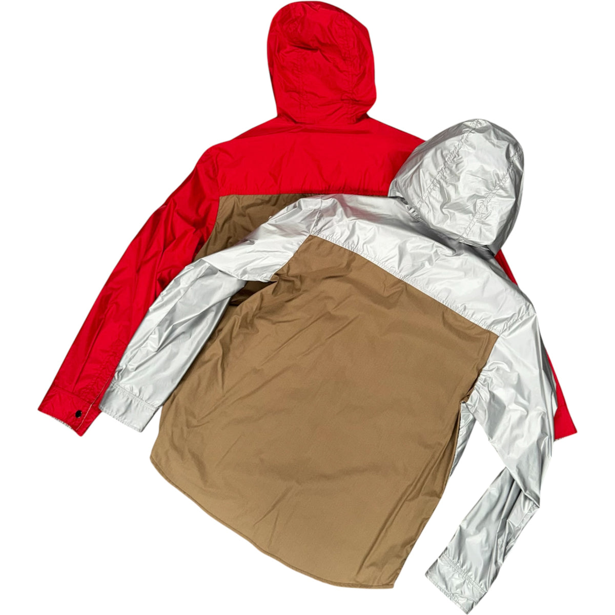 MONCLER DONAN GIUBBOTTO RAINCOAT SILVER/RED/BROWN