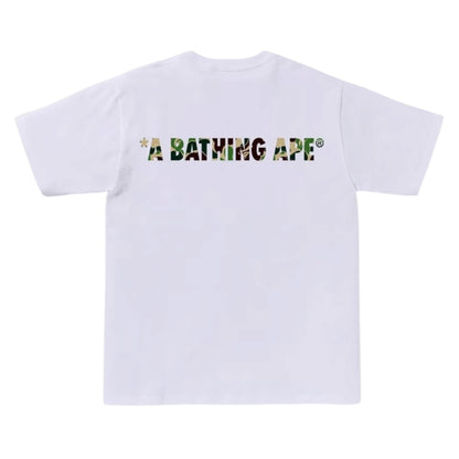 A BATHING APE EMBROIDERED LOGO T-SHIRT WHITE / GREEN