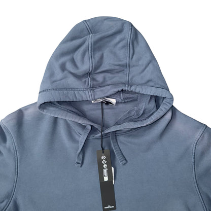 STONE ISLAND GARMENT DYED COTTON HOODIE DUSTY BLUE GREY