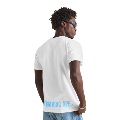 A BATHING APE ABC COLLEGE GRAPHIC T-SHIRT WHITE / SKY BLUE