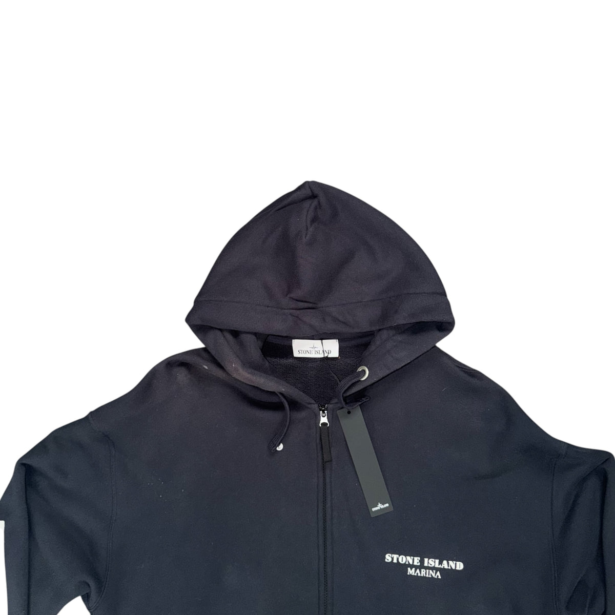STONE ISLAND MARINA COTTON FLEECE FULL ZIP HOODIE BLACK