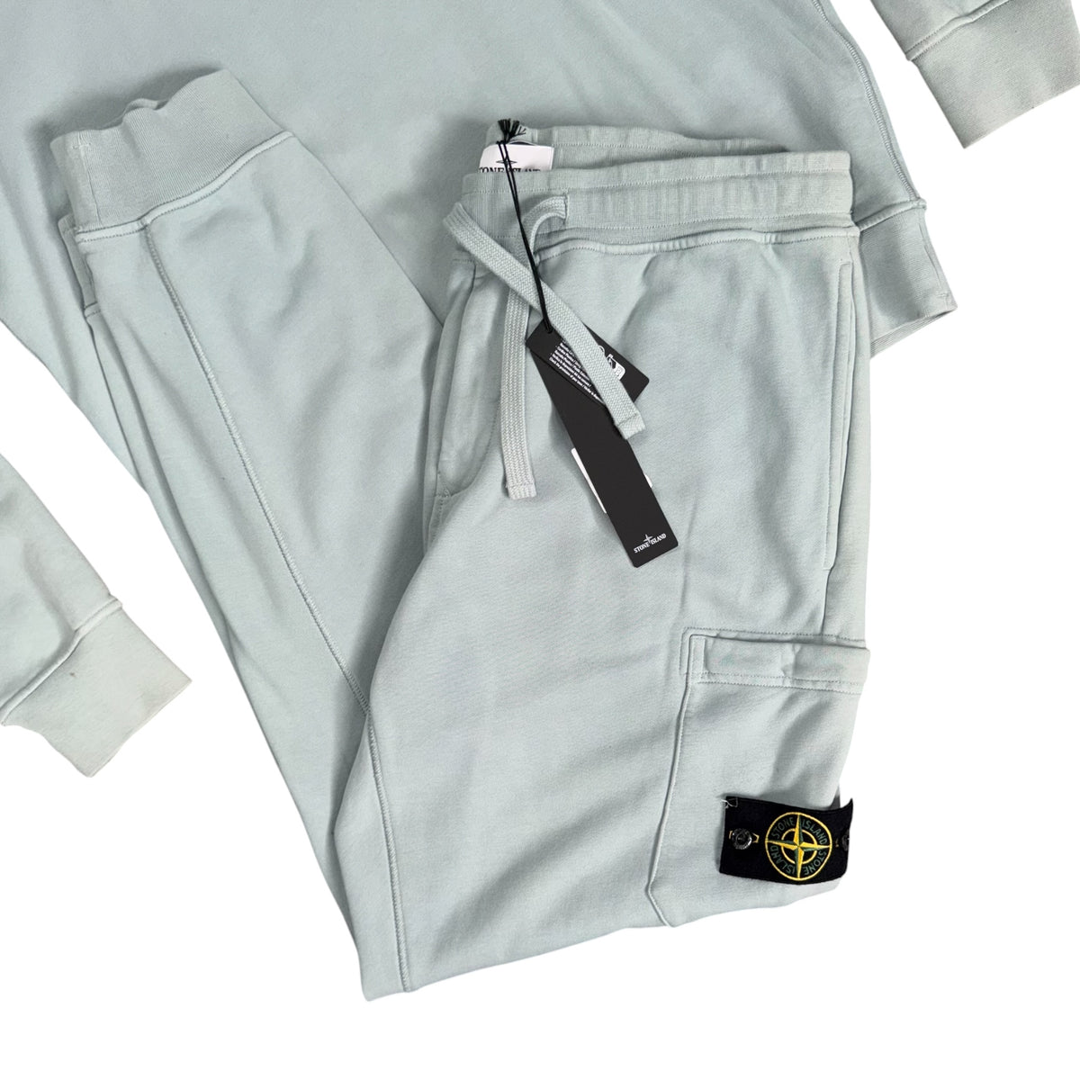 STONE ISLAND ORGANIC COTTON FLEECE TRACKSUIT SAGE GREEN
