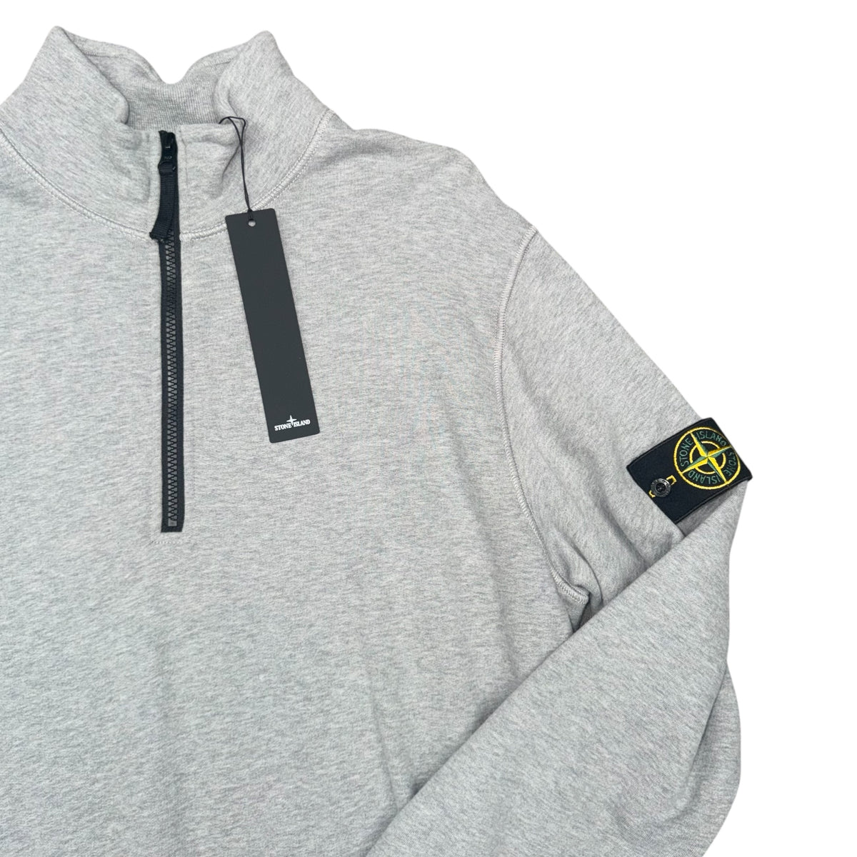 STONE ISLAND GARMENT-DYED HALF ZIP SWEATSHIRT GREY