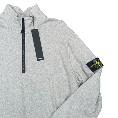 STONE ISLAND GARMENT-DYED HALF ZIP SWEATSHIRT GREY