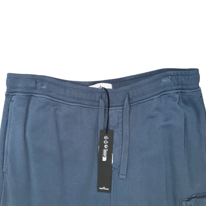 STONE ISLAND COTTON FLEECE CARGO BOTTOMS BLUE