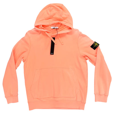 STONE ISLAND GARMENT DYED BRAND BADGE COTTON HOODIE ROSE PINK