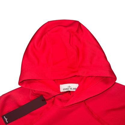 STONE ISLAND SPELLOUT BOX LOGO HOODIE RED