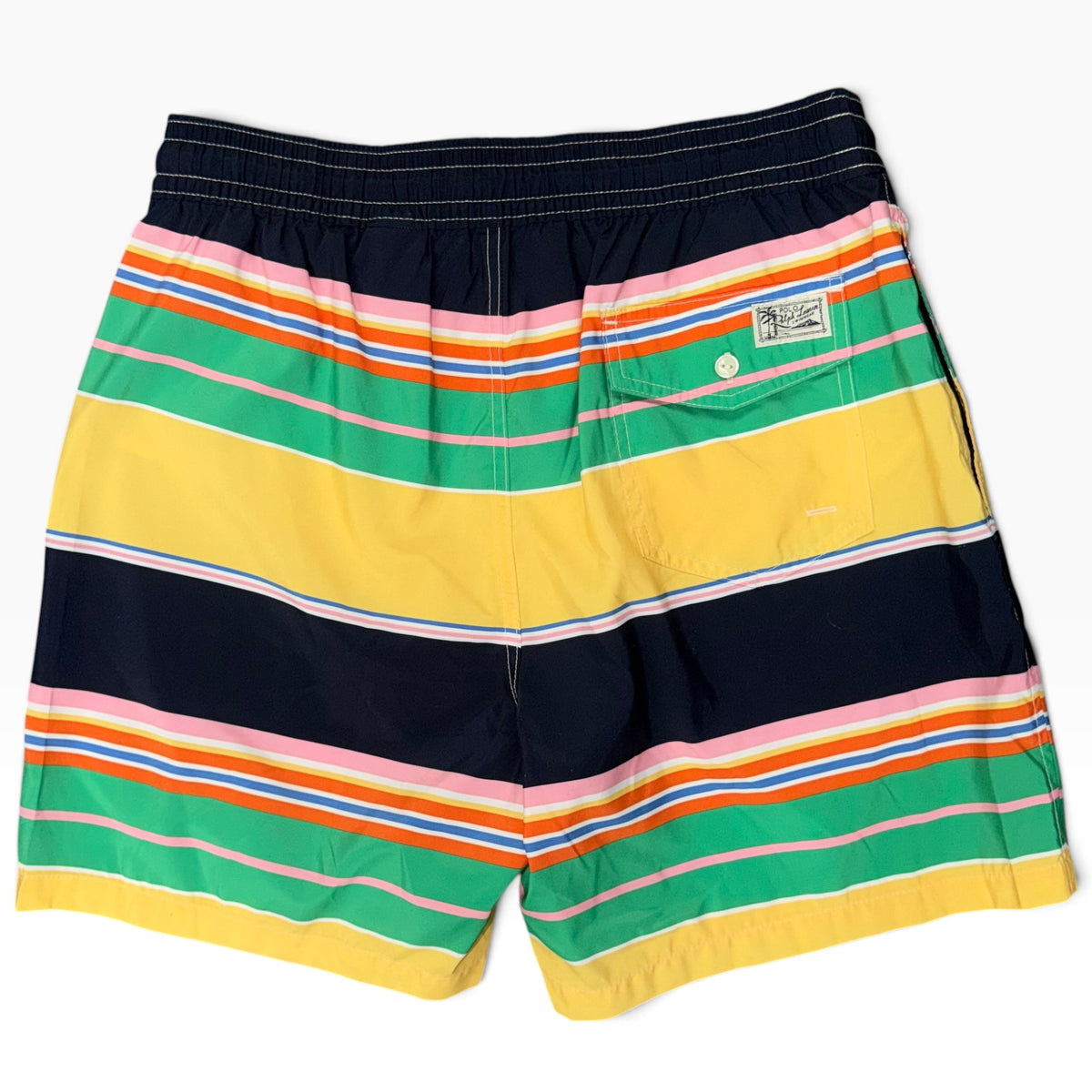 POLO RALPH LAUREN TRAVELER VARIED STRIPE SWIMSHORTS NAVY/YELLOW