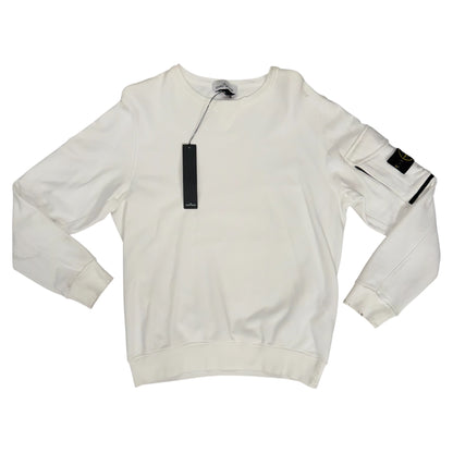 STONE ISLAND WHITE POCKET UTILITY SWEATSHIRT WHITE