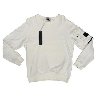 STONE ISLAND WHITE POCKET UTILITY SWEATSHIRT WHITE