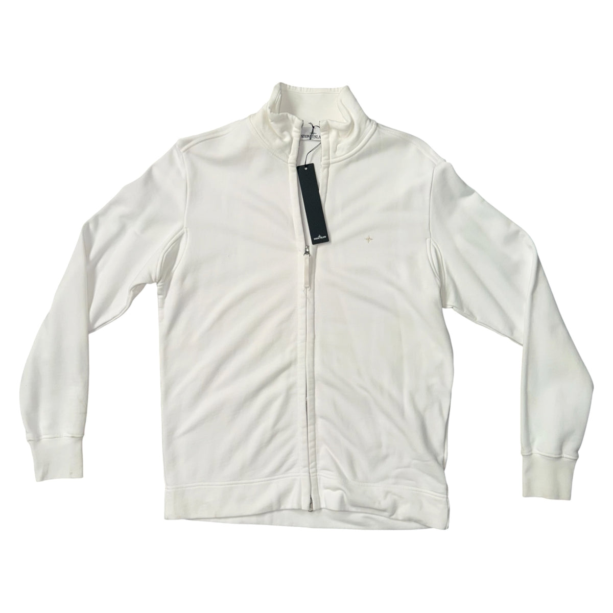STONE ISLAND FULL ZIP SWEATSHIRT WHITE