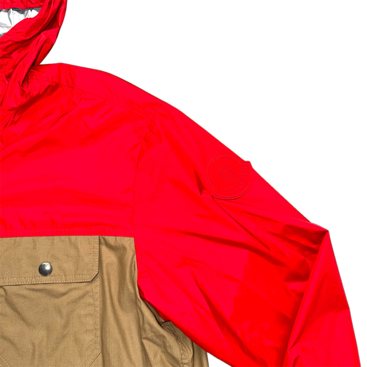 MONCLER DONAN GIUBBOTTO RAINCOAT SILVER/RED/BROWN