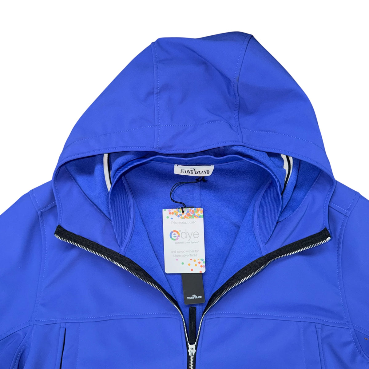 STONE ISLAND SOFT SHELL-R TECH HOODED JACKET BLUE