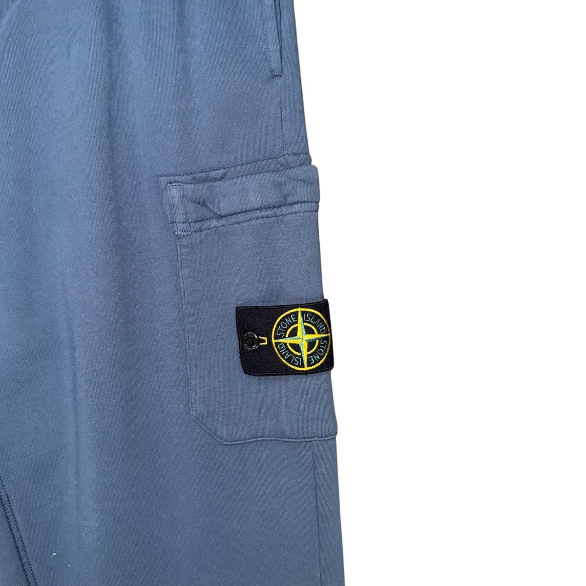 STONE ISLAND COTTON FLEECE CARGO BOTTOMS BLUE