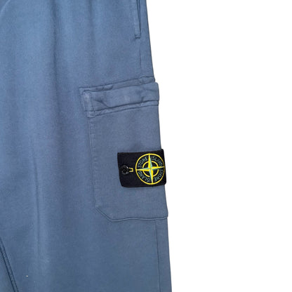 STONE ISLAND COTTON FLEECE CARGO BOTTOMS BLUE