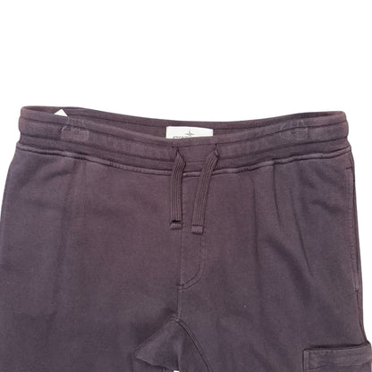 STONE ISLAND COTTON FLEECE CARGO JOGGERS BURGANDY/PURPLE