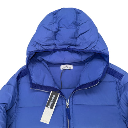 STONE ISLAND SEAMLESS TUNNEL NYLON HOODED PUFFER JACKET BLUE