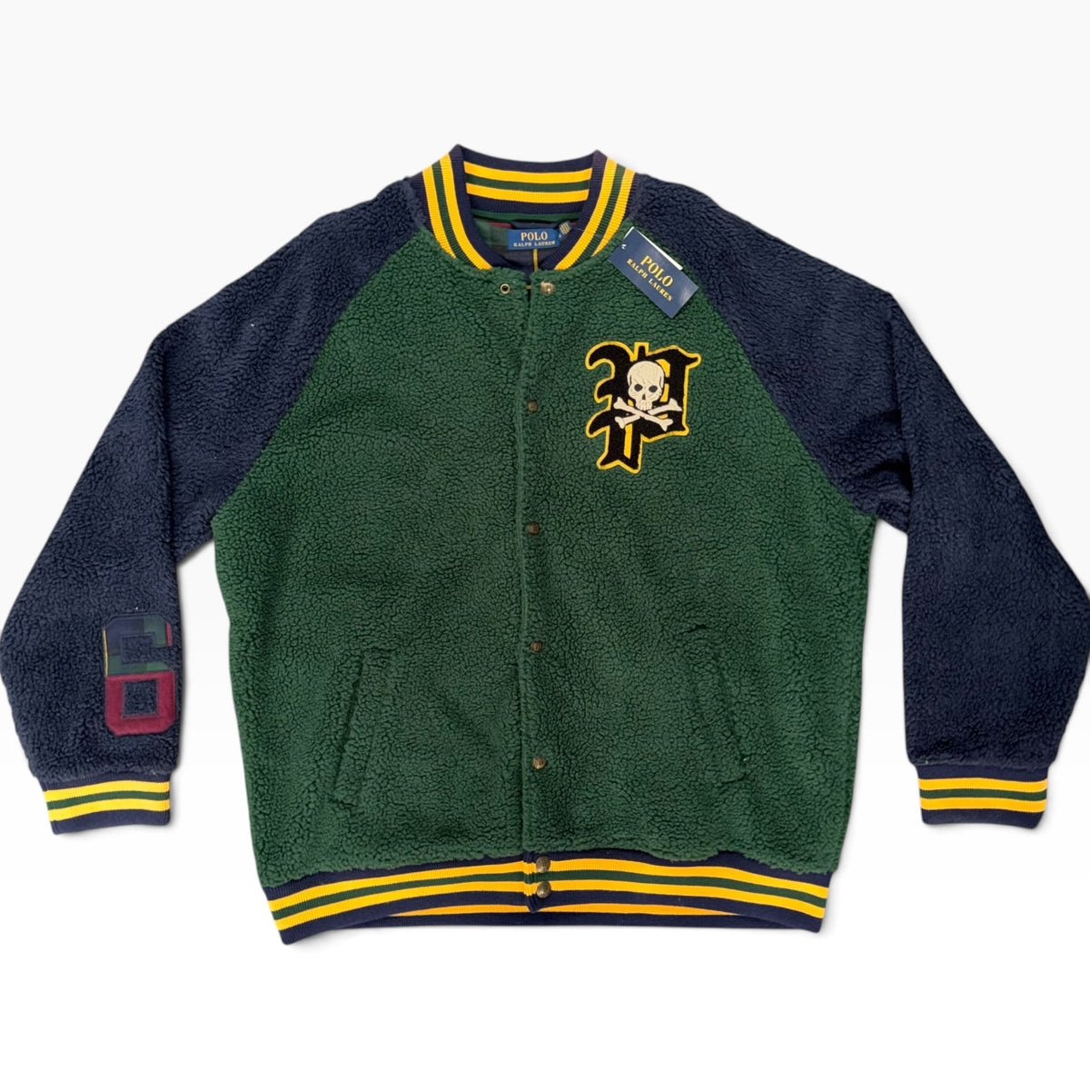 POLO RALPH LAUREN PIRATE SKULL VARSITY JACKET GREEN
