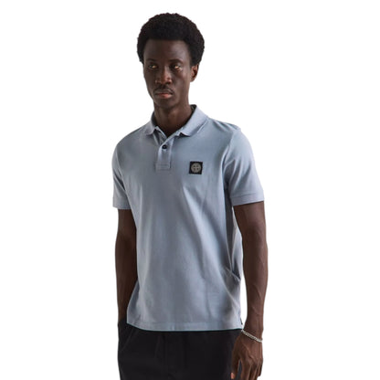 STONE ISLAND PATCH LOGO POLO SHIRT ASH GREY