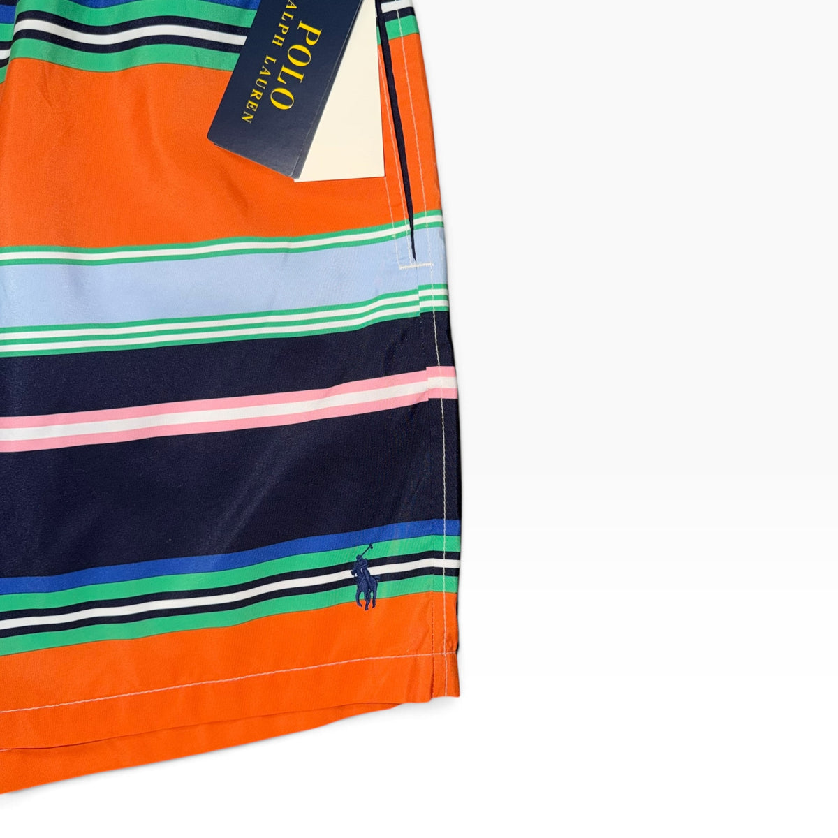 POLO RALPH LAUREN TRAVELER STRIPED SWIM SHORTS ORANGE