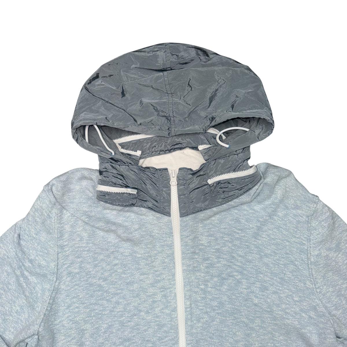 STONE ISLAND COTTON NY ZIP HOODIE LIGHT BLUE