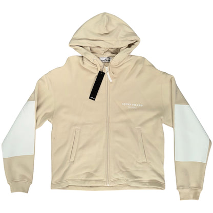 STONE ISLAND MARINA COTTON FLEECE FULL ZIP BEIGE