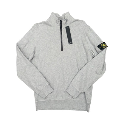 STONE ISLAND GARMENT-DYED HALF ZIP SWEATSHIRT GREY