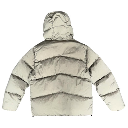 STONE ISLAND REVERSIBLE COMPASS MOTIF DOWN PUFFER JACKET GREY/BLACL
