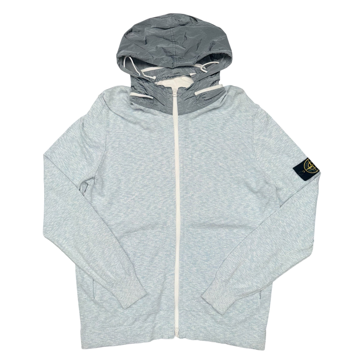 STONE ISLAND COTTON NY ZIP HOODIE LIGHT BLUE