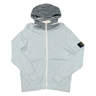 STONE ISLAND COTTON NY ZIP HOODIE LIGHT BLUE