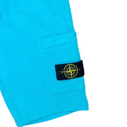 STONE ISLAND ORGANIC COTTON FLEECE CARGO SHORTS BLUE