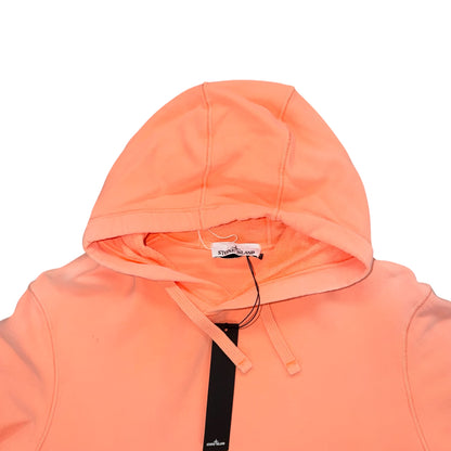 STONE ISLAND GARMENT DYED BRAND BADGE COTTON HOODIE ROSE PINK