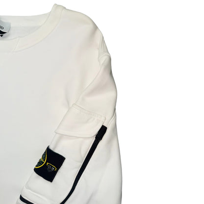 STONE ISLAND WHITE POCKET UTILITY SWEATSHIRT WHITE