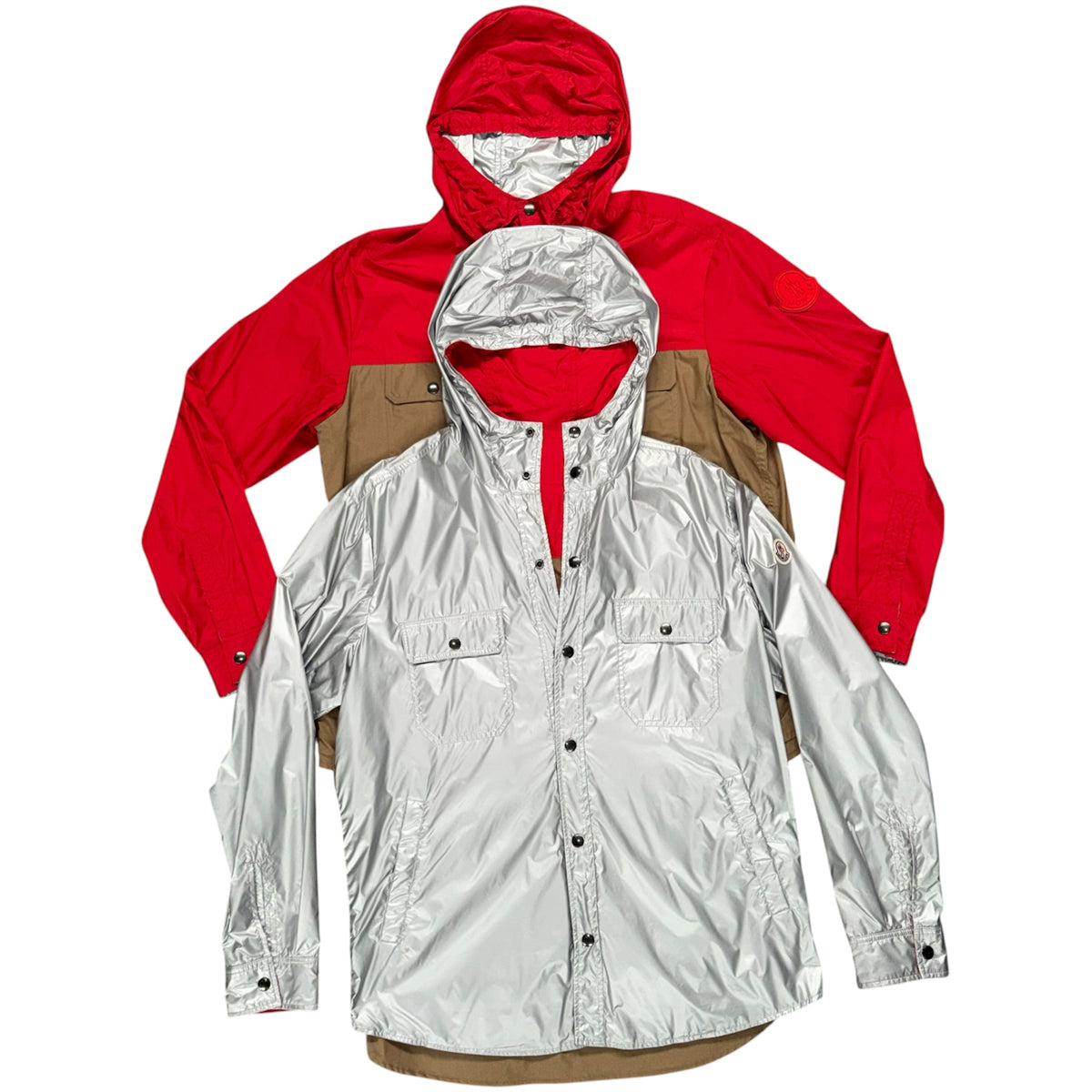 MONCLER DONAN GIUBBOTTO RAINCOAT SILVER/RED/BROWN