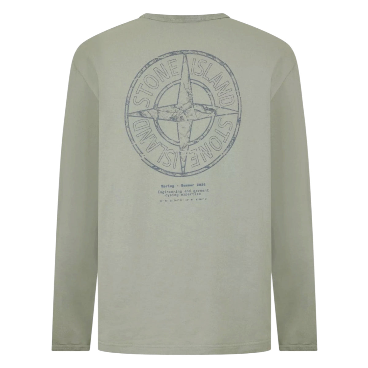 STONE ISLAND BACK LOGO LONG SLEEVED T-SHIRT SAGE GREEN