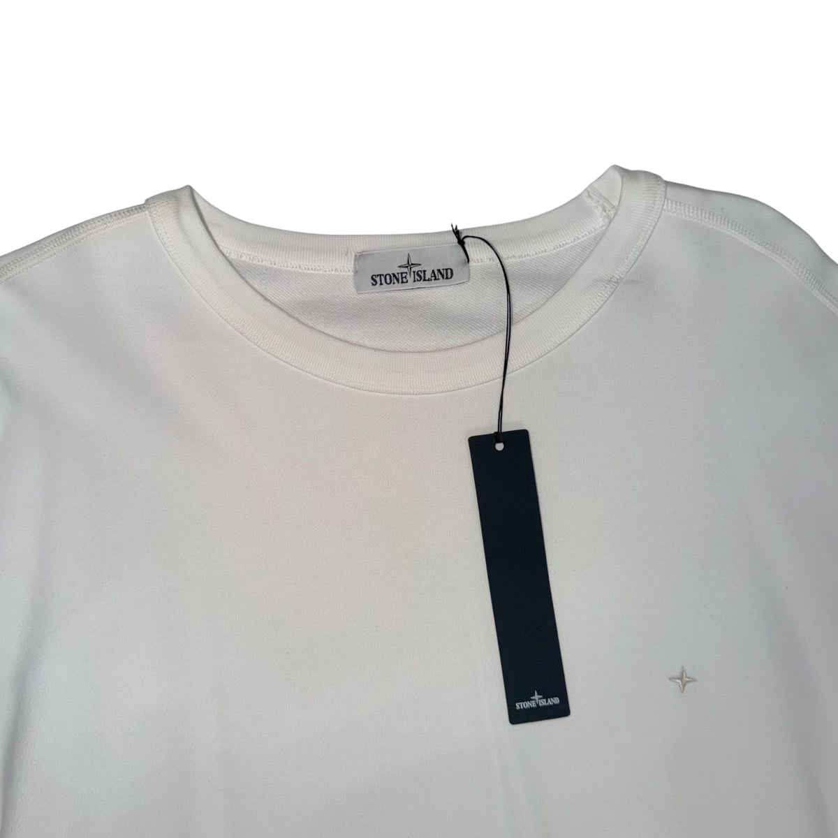 STONE ISLAND COMPASS LOGO CREWNECK SWEATSHIRT WHITE