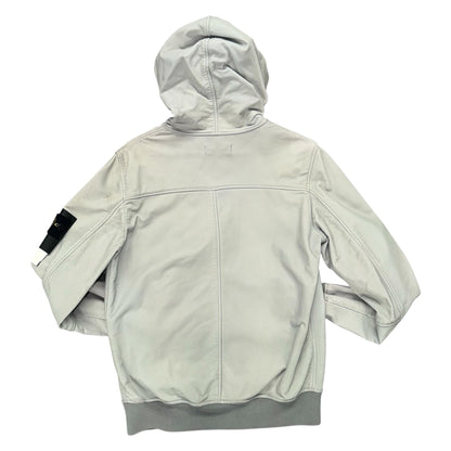 STONE ISLAND LIGHTWEIGHT LEATHER FELPA JACKET GREY