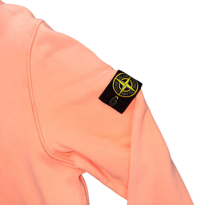 STONE ISLAND GARMENT DYED BRAND BADGE COTTON HOODIE ROSE PINK