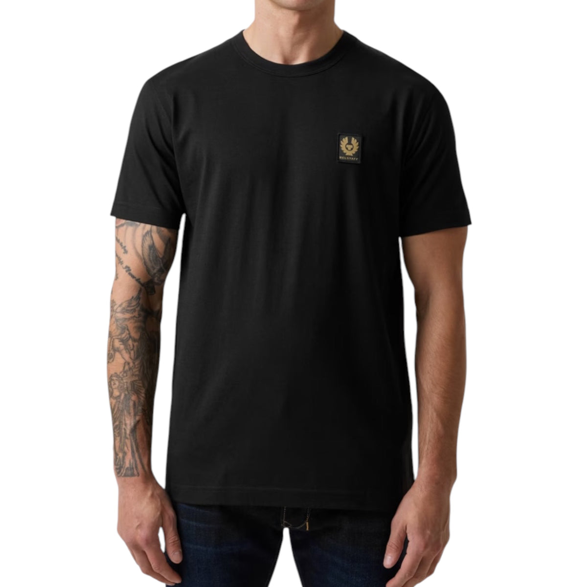 BELSTAFF PHOENIX PATCH LOGO T-SHIRT STONE BLACK