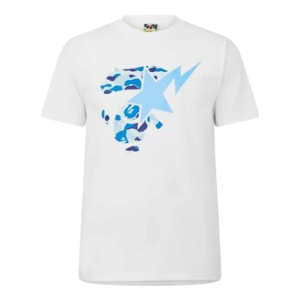 A BATHING APE ABC COLLEGE GRAPHIC T-SHIRT WHITE / SKY BLUE