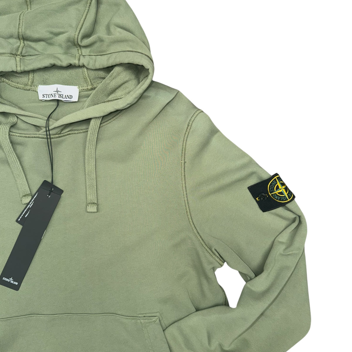 STONE ISLAND GARMENT-DYED COTTON FLEECE HOODIE KHAKI