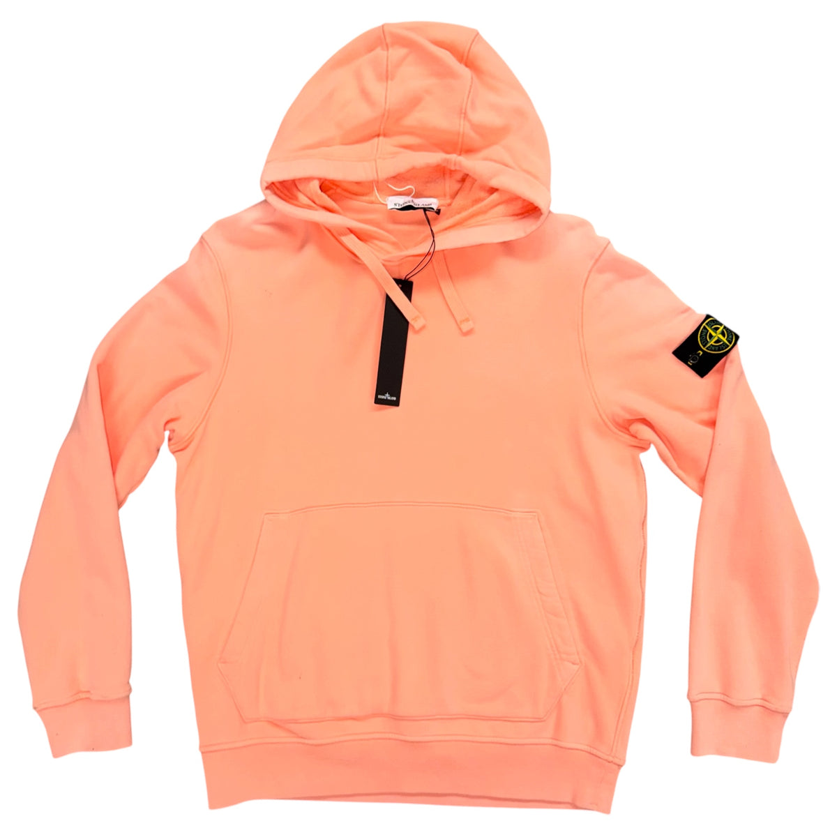 STONE ISLAND GARMENT DYED BRAND BADGE COTTON HOODIE ROSE PINK