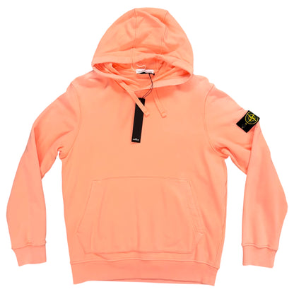 STONE ISLAND GARMENT DYED BRAND BADGE COTTON HOODIE ROSE PINK