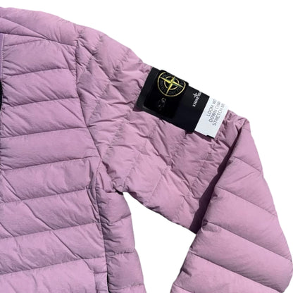 STONE ISLAND LOOM WOVEN DOWN CHAMBERS QUILTED PUFFER JACKET ROSE PINK