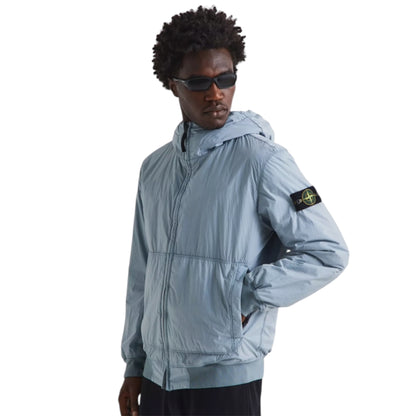 STONE ISLAND CRINKLE REPS HOODED BOMBER JACKET ASH GREY