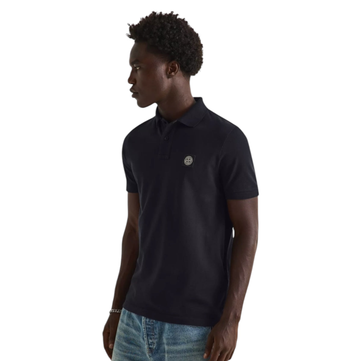 STONE ISLAND PATCH LOGO POLO SHIRT NAVY BLUE