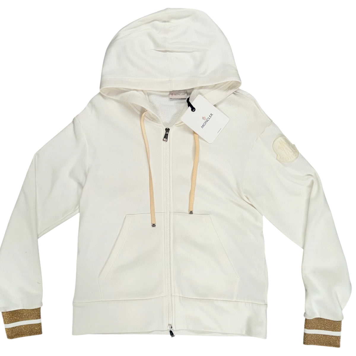MONCLER MAGLIA HOODED CARDIGAN FULL ZIP WHITE