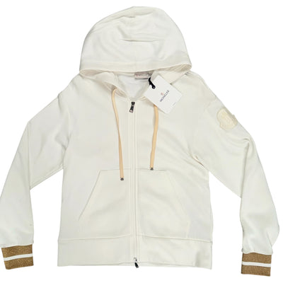 MONCLER MAGLIA HOODED CARDIGAN FULL ZIP WHITE