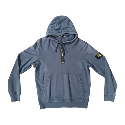 STONE ISLAND GARMENT DYED COTTON HOODIE DUSTY BLUE GREY