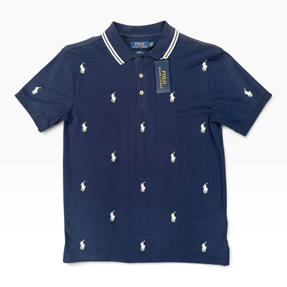 POLO RALPH LAUREN ALL OVER PONY POLO SHIRT NAVY